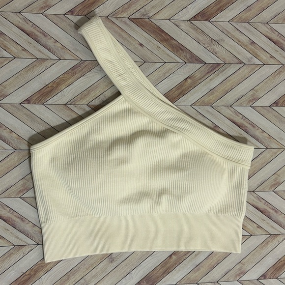 Amazon Other - NEW Cream One Shoulder Crop Sports Bra Top